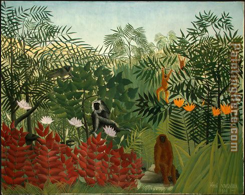 Tropical Forest with Monkeys painting - Henri Rousseau Tropical Forest with Monkeys art painting